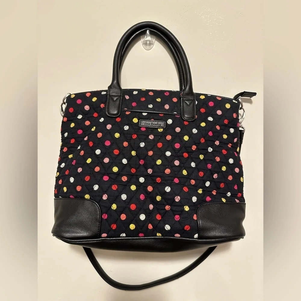 Vera Bradley Signature Cotton Day Off Satchel Purse Havana Dots with Black